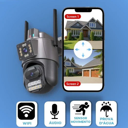 Câmera de Segurança Externa Dupla 4K 6MP com Sirene e Iluminação Integrada