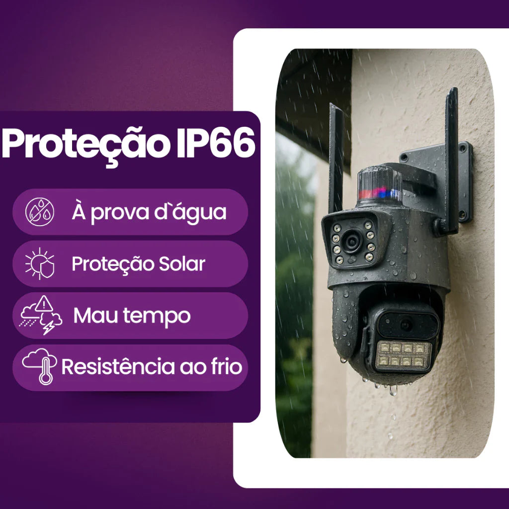 Câmera de Segurança Externa Dupla 4K 6MP com Sirene e Iluminação Integrada