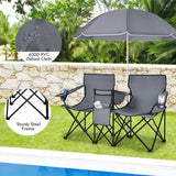 Cadeiras Dobráveis com Guarda‑Sol e Cooler Integrado - Conjunto Duo Luxo Outdoor BLACK FRIDAY